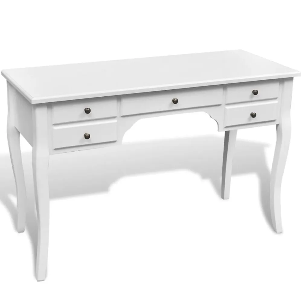 vidaXL Bureau français en bois avec pieds courbés et 5 tiroirs