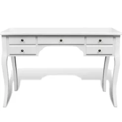 vidaXL Bureau français en bois avec pieds courbés et 5 tiroirs