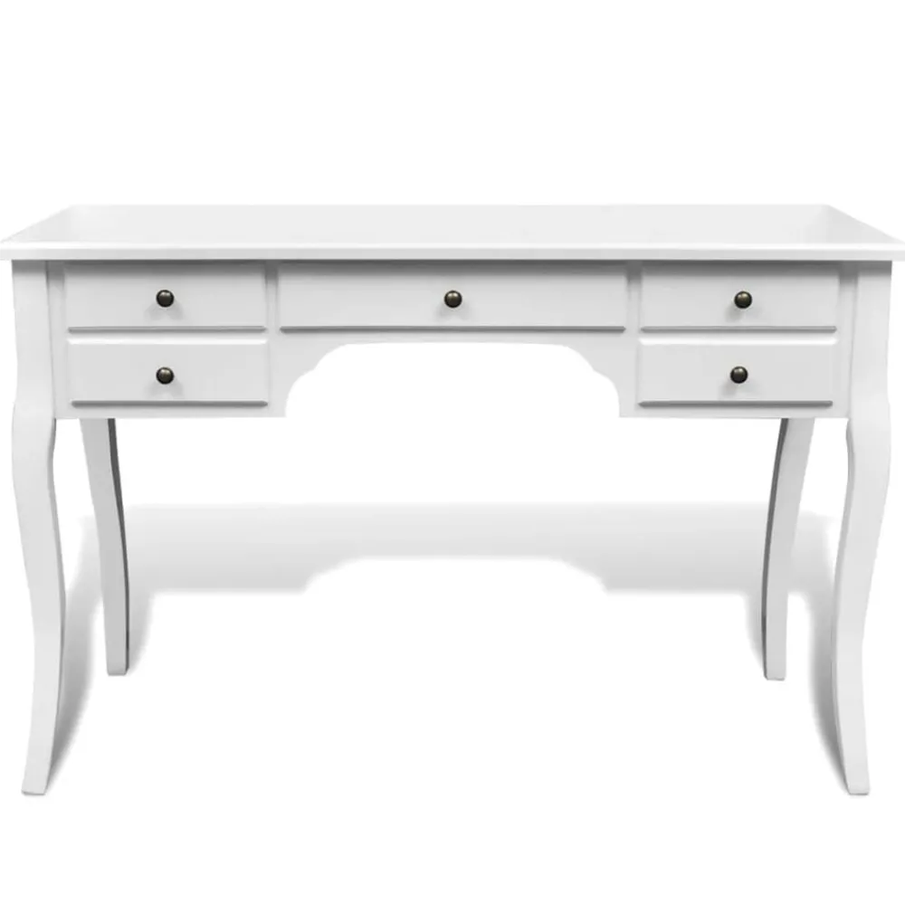 vidaXL Bureau français en bois avec pieds courbés et 5 tiroirs