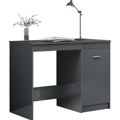 Meubles De Bureau-vidaXL Bureau 100x50x76 cm Aggloméré gris brillant