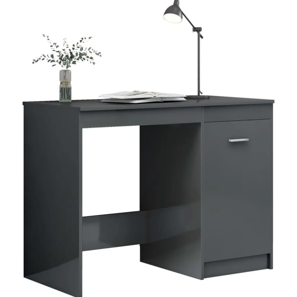 Meubles De Bureau-vidaXL Bureau 100x50x76 cm Aggloméré gris brillant