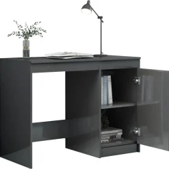 Meubles De Bureau-vidaXL Bureau 100x50x76 cm Aggloméré gris brillant