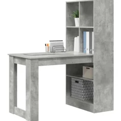 Meubles De Bureau-vidaXL Bureau 122 x 67 x 145 cm Bois d'ingénierie Gris béton