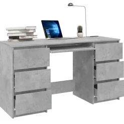 Meubles De Bureau-vidaXL Bureau 140x50x77 cm Bois d'ingénierie Gris béton