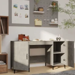 Meubles De Bureau-vidaXL Bureau 140x50x75 cm Bois d'ingénierie Gris béton