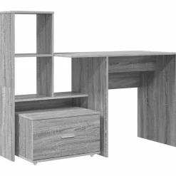 Meubles De Bureau-vidaXL Bureau Gris Sonoma 131,5 x 50 x 106,5 cm Bois d'ingénierie Sonoma gris