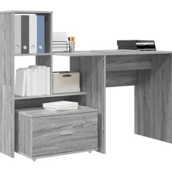 Meubles De Bureau-vidaXL Bureau Gris Sonoma 131,5 x 50 x 106,5 cm Bois d'ingénierie Sonoma gris