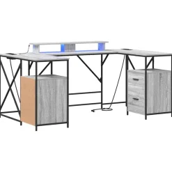 vidaXL Bureau Gris Sonoma 182 x 101 x 87,5 cm Bois d'ingénierie