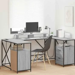 vidaXL Bureau Gris Sonoma 182 x 101 x 87,5 cm Bois d'ingénierie