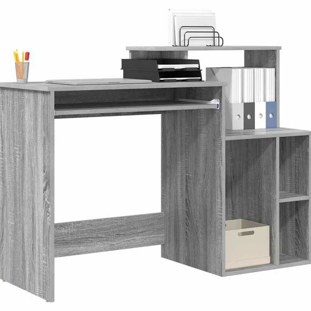 Meubles De Bureau-vidaXL Bureau Gris Sonoma 120,5 x 44 x 88,5 cm Bois d'ingénierie Sonoma gris