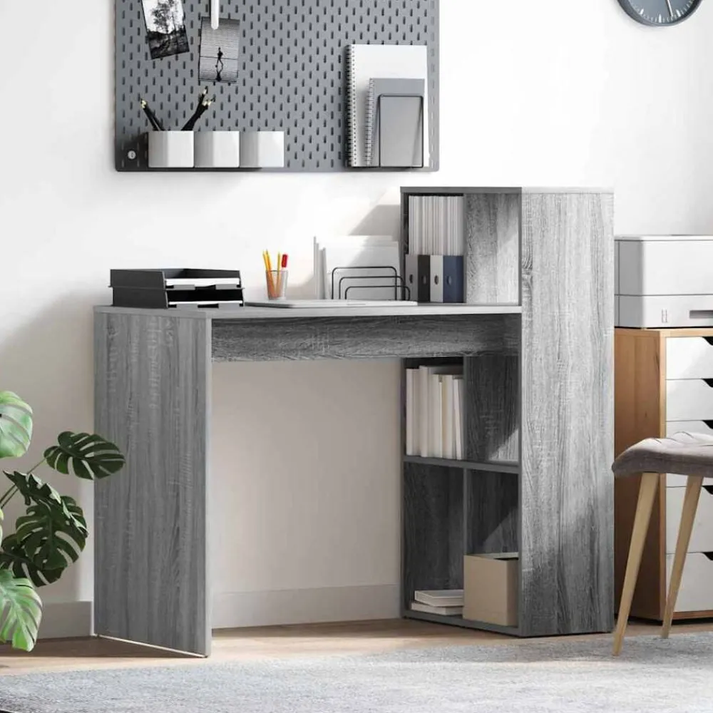 vidaXL Bureau Gris Sonoma 108 x 55 x 103.5 cm Bois d'ingénierie