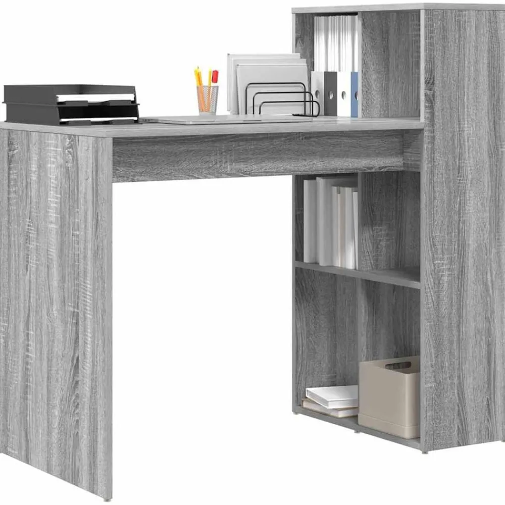 vidaXL Bureau Gris Sonoma 108 x 55 x 103.5 cm Bois d'ingénierie