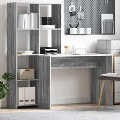 vidaXL Bureau Gris Sonoma 138,5 x 55 x 143 cm Bois d'ingénierie
