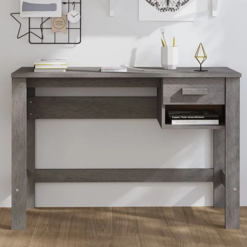 Meubles De Bureau-vidaXL Bureau HAMAR 110x40x75 cm Bois massif de pin Gris clair
