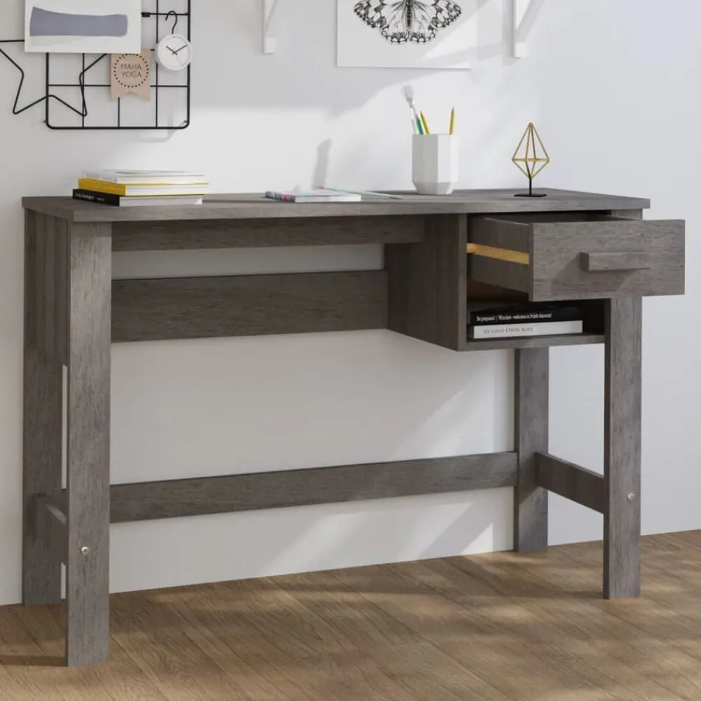 Meubles De Bureau-vidaXL Bureau HAMAR 110x40x75 cm Bois massif de pin Gris clair