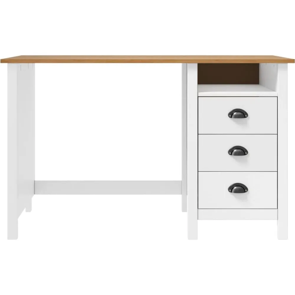 vidaXL Bureau Hill avec 3 tiroirs 120x50x74 cm Pin solide