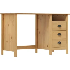 vidaXL Bureau Hill avec 3 tiroirs 120x50x74 cm Pin solide