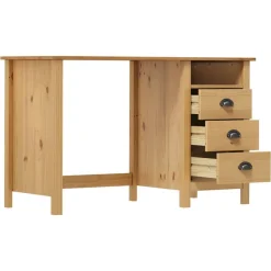 vidaXL Bureau Hill avec 3 tiroirs 120x50x74 cm Pin solide
