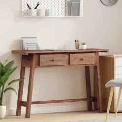 Tables-vidaXL Bureau Marron 110 x 30 x 79 cm Bois de Mahogany Massif