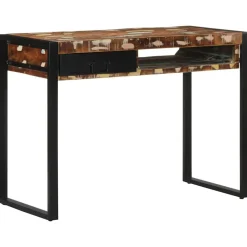 vidaXL Bureau multicolore 100x50x75 cm bois massif de récupération