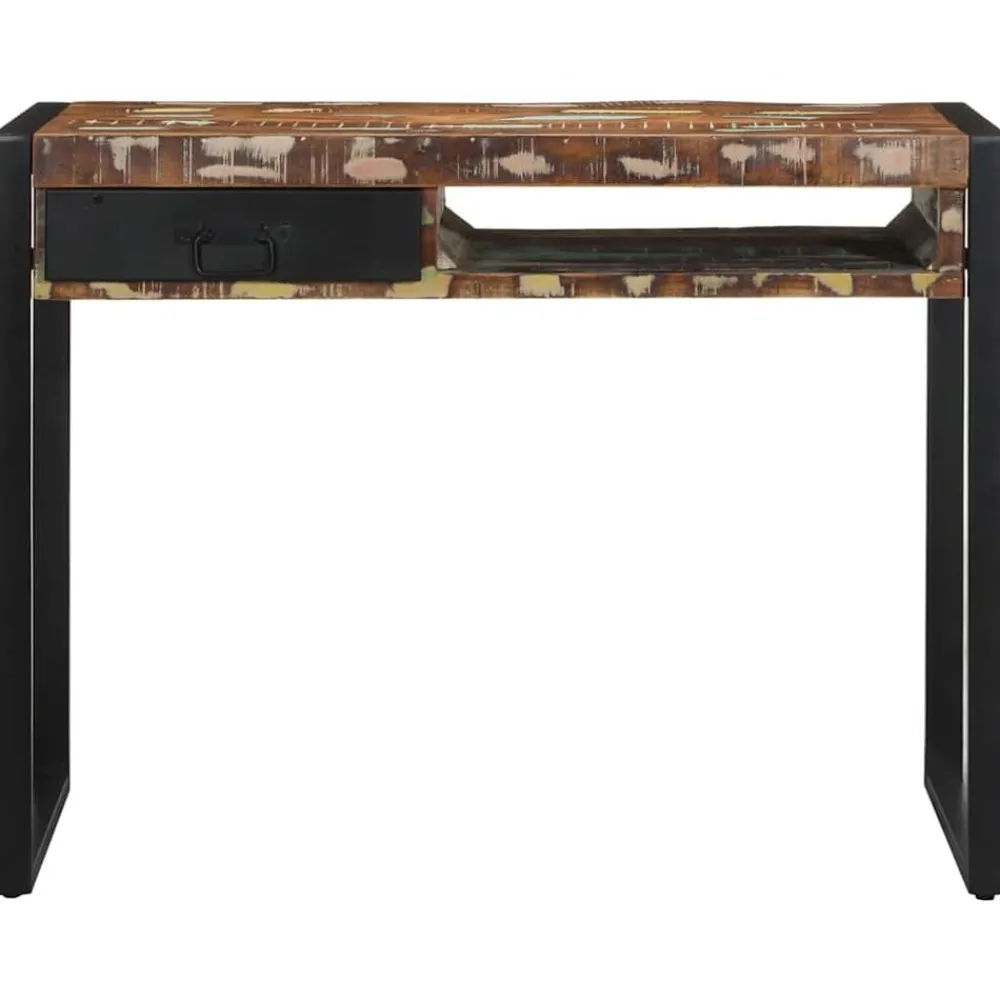 vidaXL Bureau multicolore 100x50x75 cm bois massif de récupération