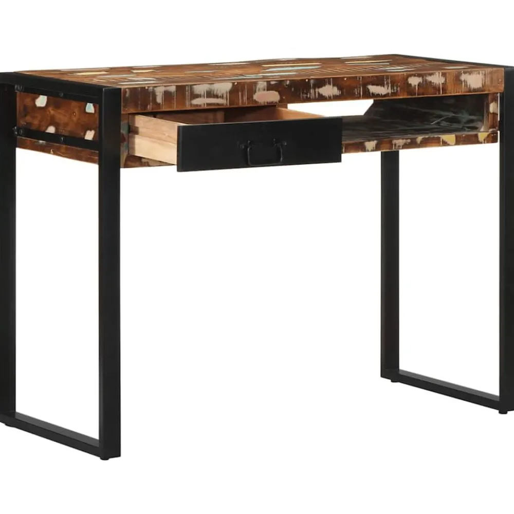 vidaXL Bureau multicolore 100x50x75 cm bois massif de récupération