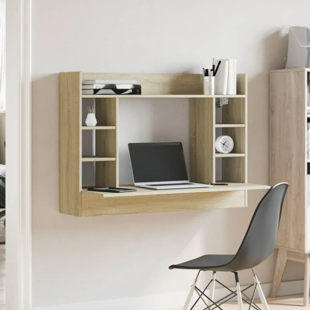 Meubles De Bureau-vidaXL Bureau mural chêne sonoma 105x48x75 cm bois d'ingénierie Chêne sonoma
