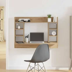 Meubles De Bureau-vidaXL Bureau mural chêne artisanal 105 x 48 x 75 cm Bois d'ingénierie Ch&ecirc;ne noir