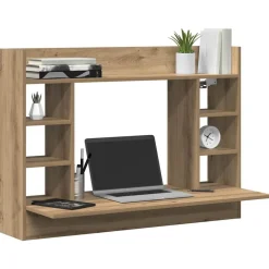 Meubles De Bureau-vidaXL Bureau mural chêne artisanal 105 x 48 x 75 cm Bois d'ingénierie Chêne noir