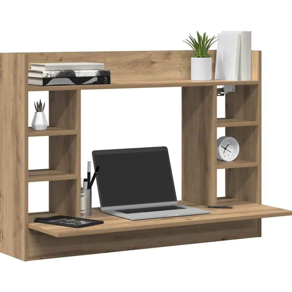 Meubles De Bureau-vidaXL Bureau mural chêne artisanal 105 x 48 x 75 cm Bois d'ingénierie Chêne noir
