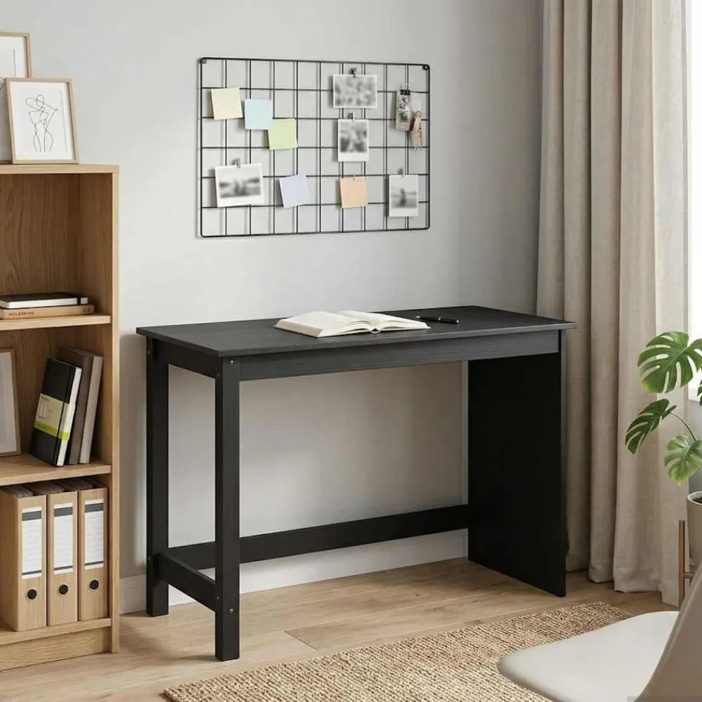 Meubles De Bureau-vidaXL Bureau 112 x 50 x 75 cm Bois de Pin Massif Noir
