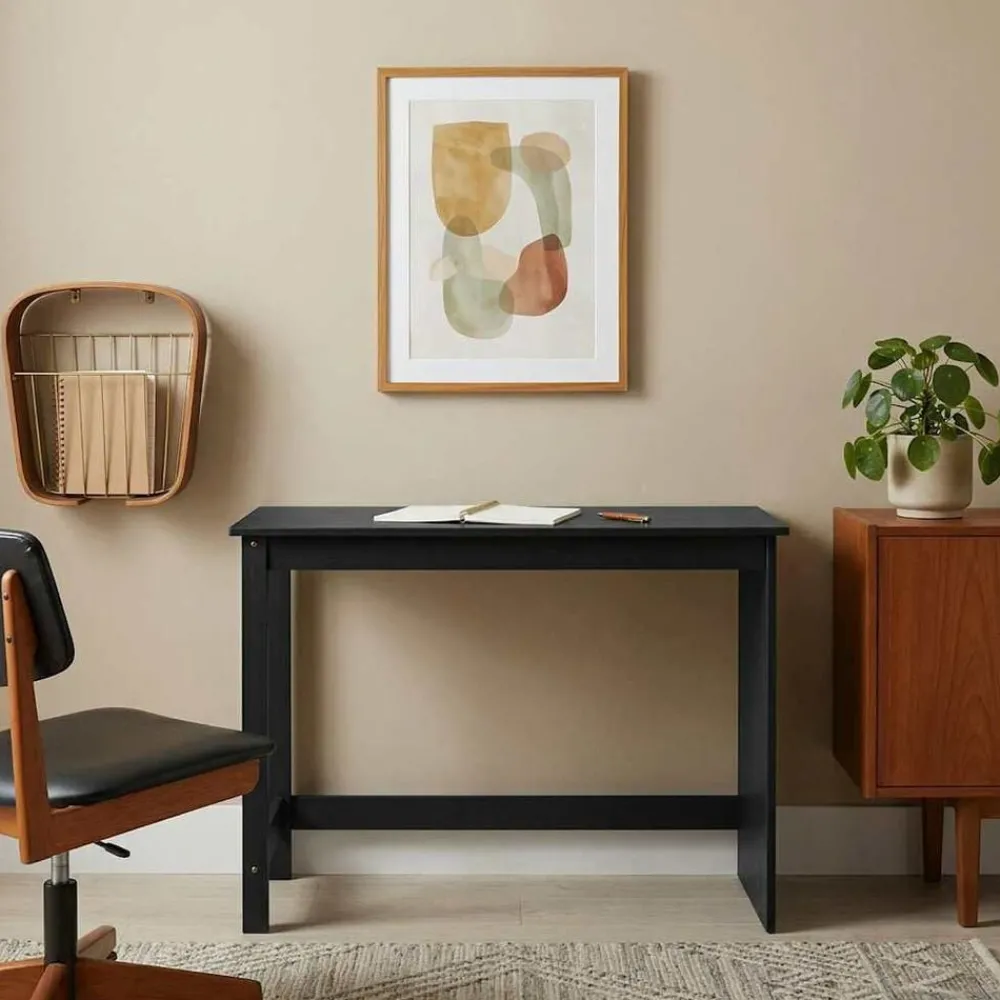 Meubles De Bureau-vidaXL Bureau 112 x 50 x 75 cm Bois de Pin Massif Noir