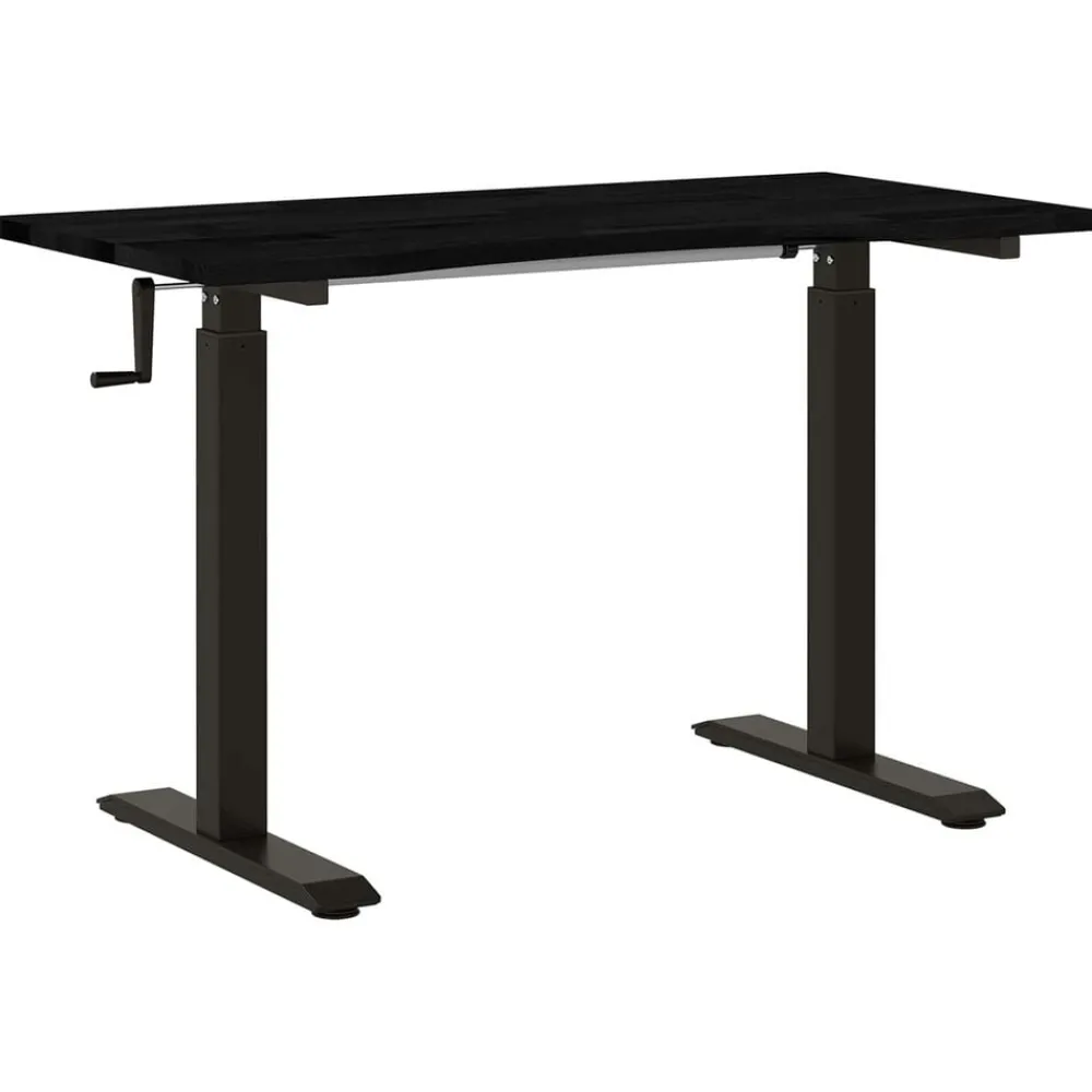 vidaXL Bureau Noir et Brun Foncé 120 x 60 cm Bois de chêne massif