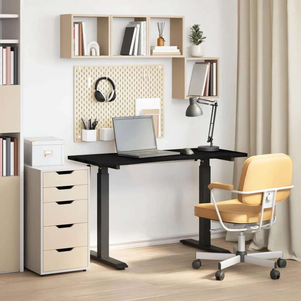 vidaXL Bureau Noir et Brun Foncé 120 x 60 cm Bois de chêne massif