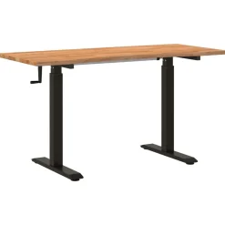 Meubles De Bureau-vidaXL Bureau Noir et Brun Clair 140 x 60 cm Bois de chêne massif noir et marron clair