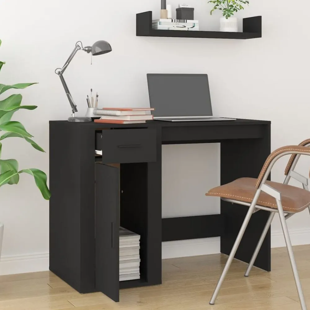 Meubles De Bureau-vidaXL Bureau 100x49x75 cm Bois d'ingénierie Noir