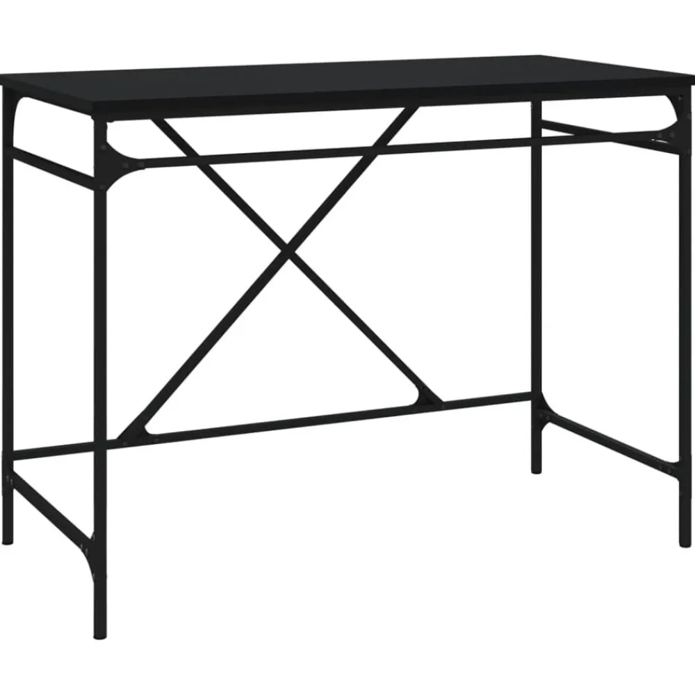 Meubles De Bureau-vidaXL Bureau 100x50x75 cm bois d'ingénierie et fer Noir