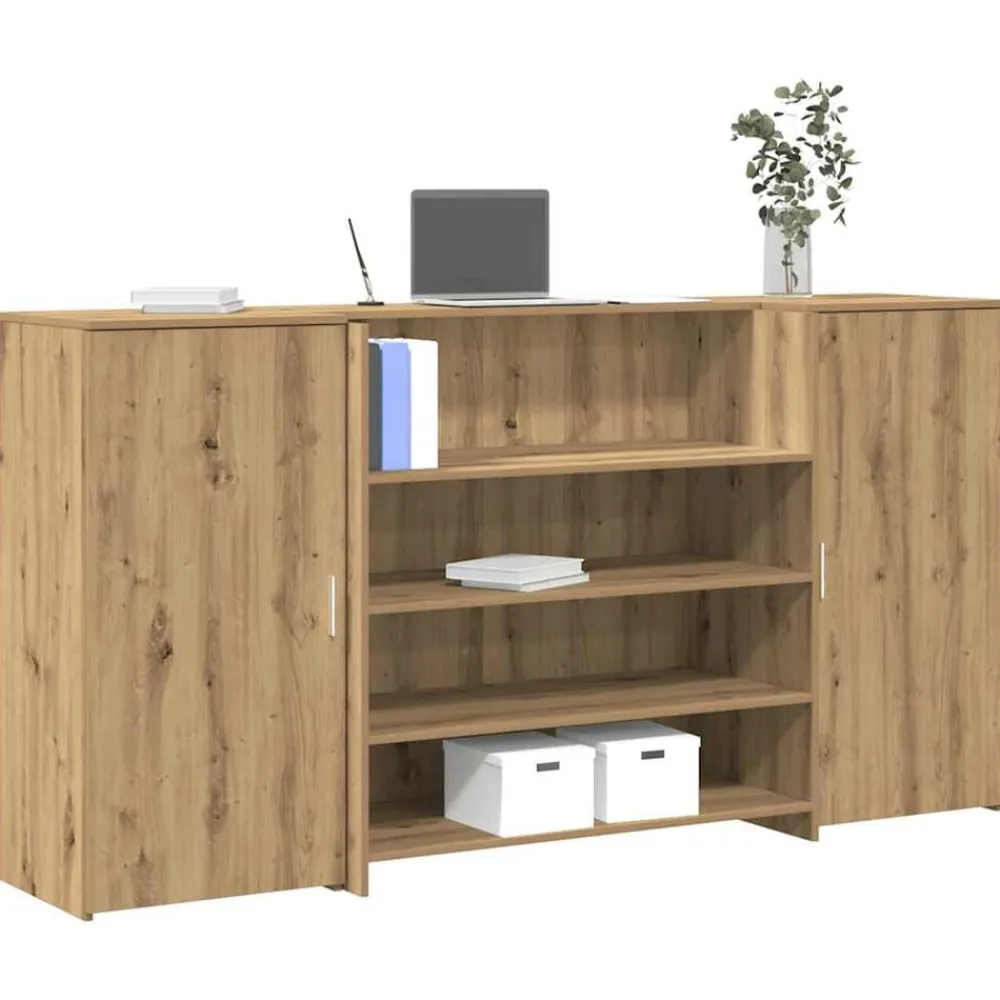 vidaXL Bureau réception chêne artisanal 200x50x103,5cm bois ingénierie