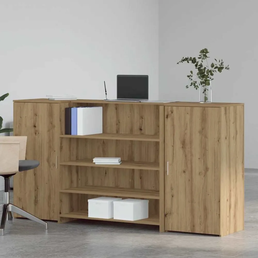 vidaXL Bureau réception chêne artisanal 200x50x103,5cm bois ingénierie
