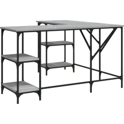 Meubles De Bureau-vidaXL Bureau 139x139x75 cm bois d'ingénierie Sonoma gris