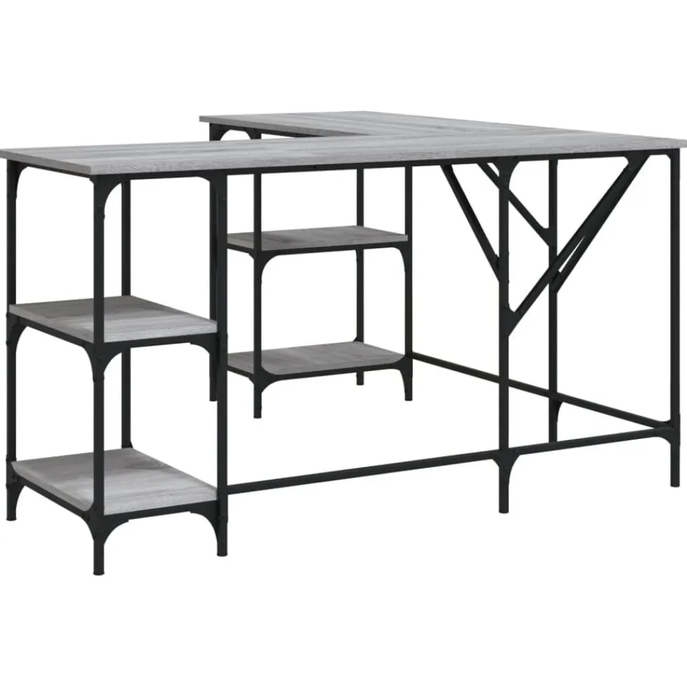 Meubles De Bureau-vidaXL Bureau 139x139x75 cm bois d'ingénierie Sonoma gris