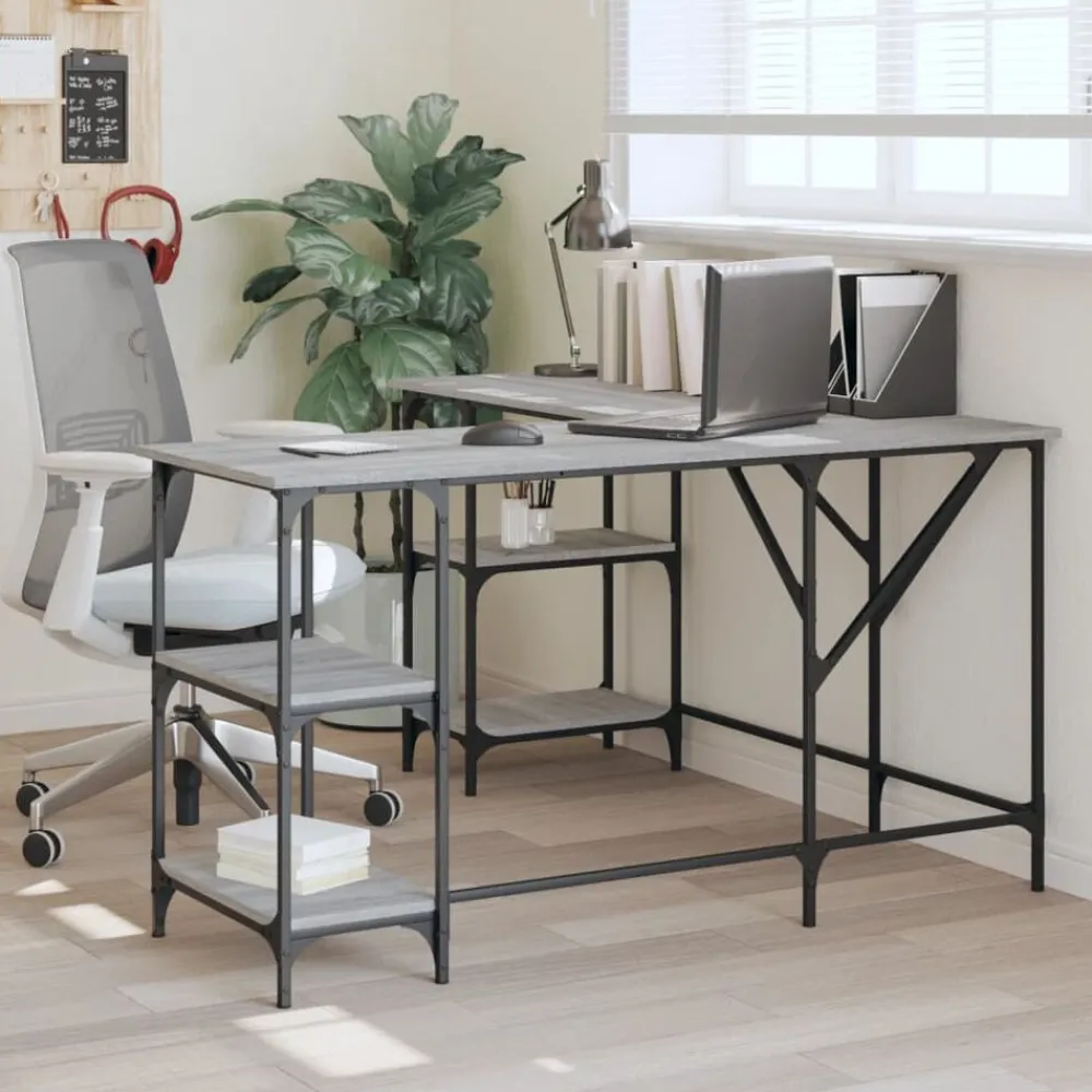 Meubles De Bureau-vidaXL Bureau 139x139x75 cm bois d'ingénierie Sonoma gris