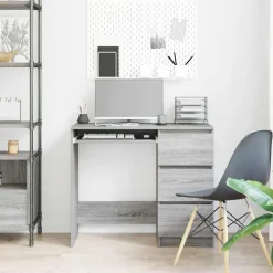 Meubles De Bureau-vidaXL Bureau 90x45x76 cm Bois d'ingénierie Sonoma gris