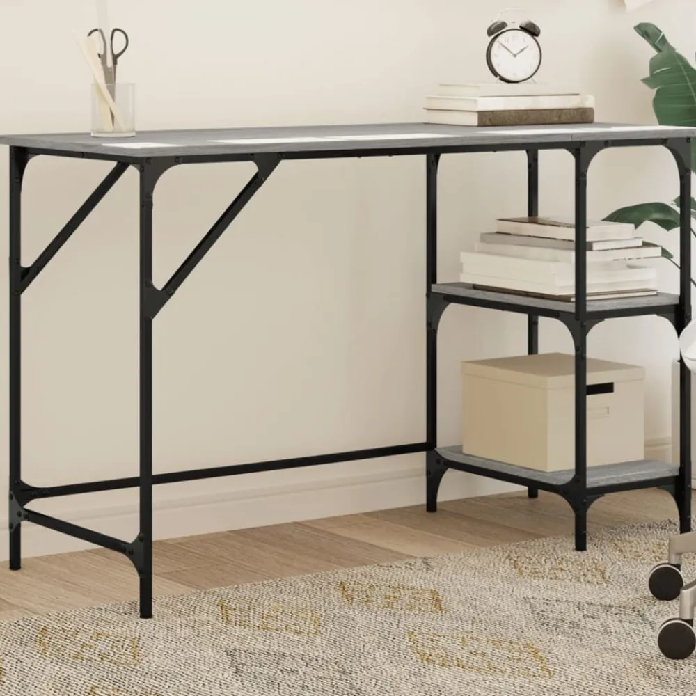 Meubles De Bureau-vidaXL Bureau 120x50x75 cm métal et bois d'ingénierie Sonoma gris
