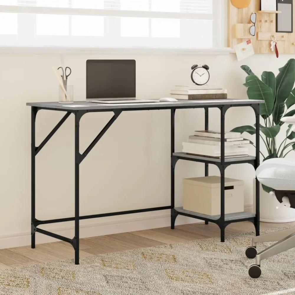 Meubles De Bureau-vidaXL Bureau 120x50x75 cm métal et bois d'ingénierie Sonoma gris