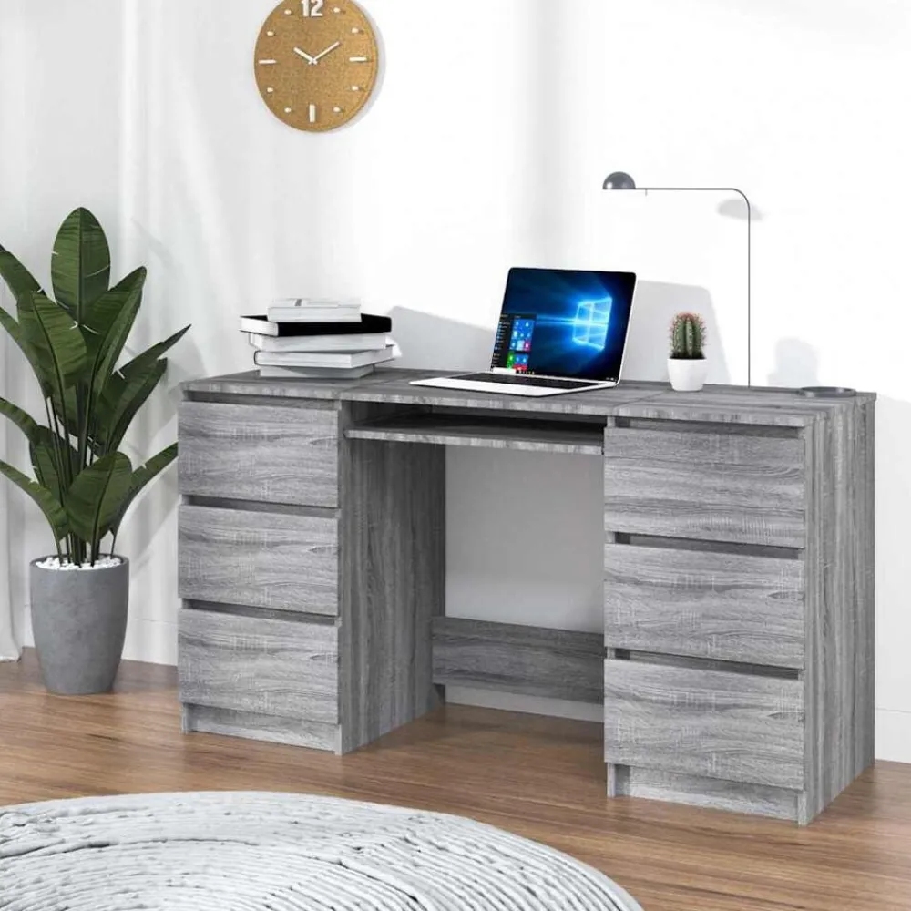 Meubles De Bureau-vidaXL Bureau 140x50x77 cm Bois d'ingénierie Sonoma gris