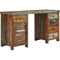 vidaXL Bureau sur pieds Bois de récupération massif 140 x 50 x 77 cm