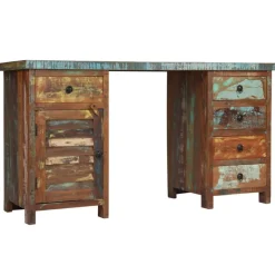 vidaXL Bureau sur pieds Bois de récupération massif 140 x 50 x 77 cm