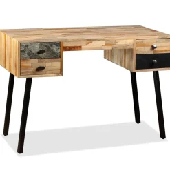 vidaXL Bureau Teck de récupération massif 110 x 50 x 76 cm