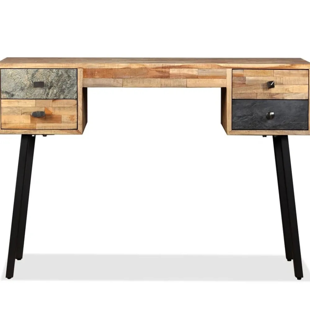 vidaXL Bureau Teck de récupération massif 110 x 50 x 76 cm